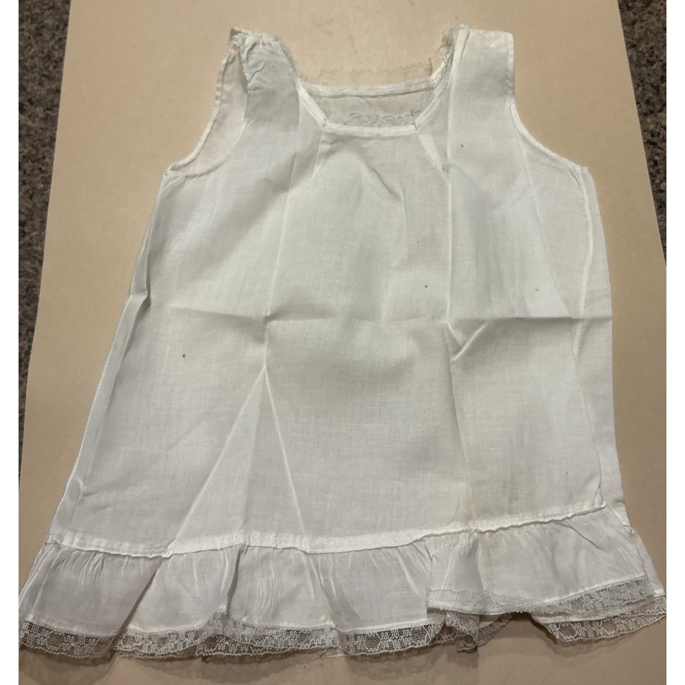 Vintage 1930s Baby Christening Slip Petticoat White Lace Ruffle Hem